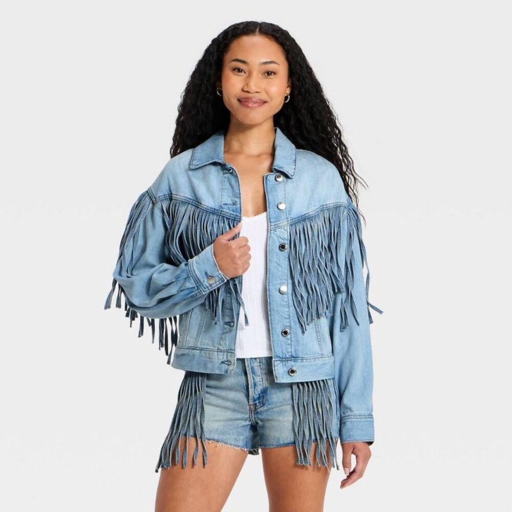 Universal Thread - Women's Fringe Denim Jacket - Universal Thread Lig Blue